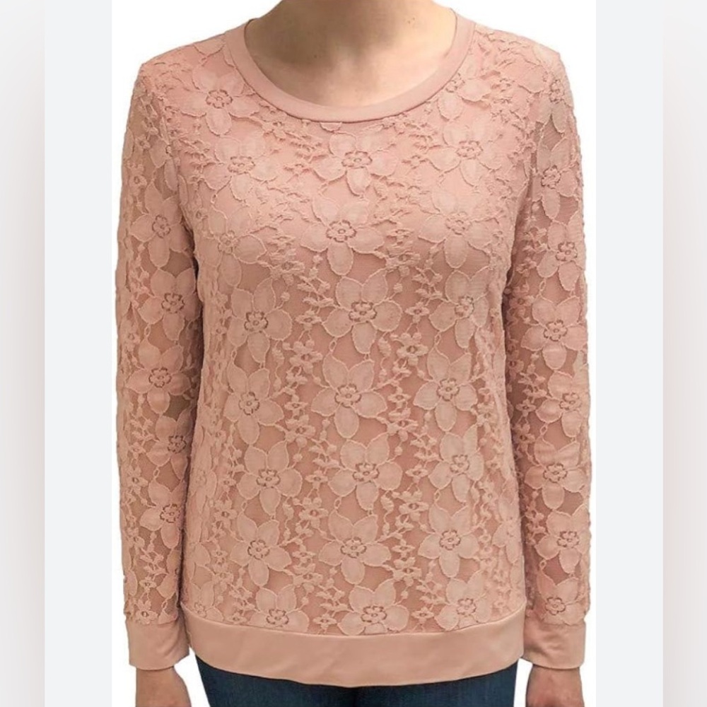 Adrianna Papell Women’s long Sleeve Sweatshirt,Warm Blush(peach) Size XX…